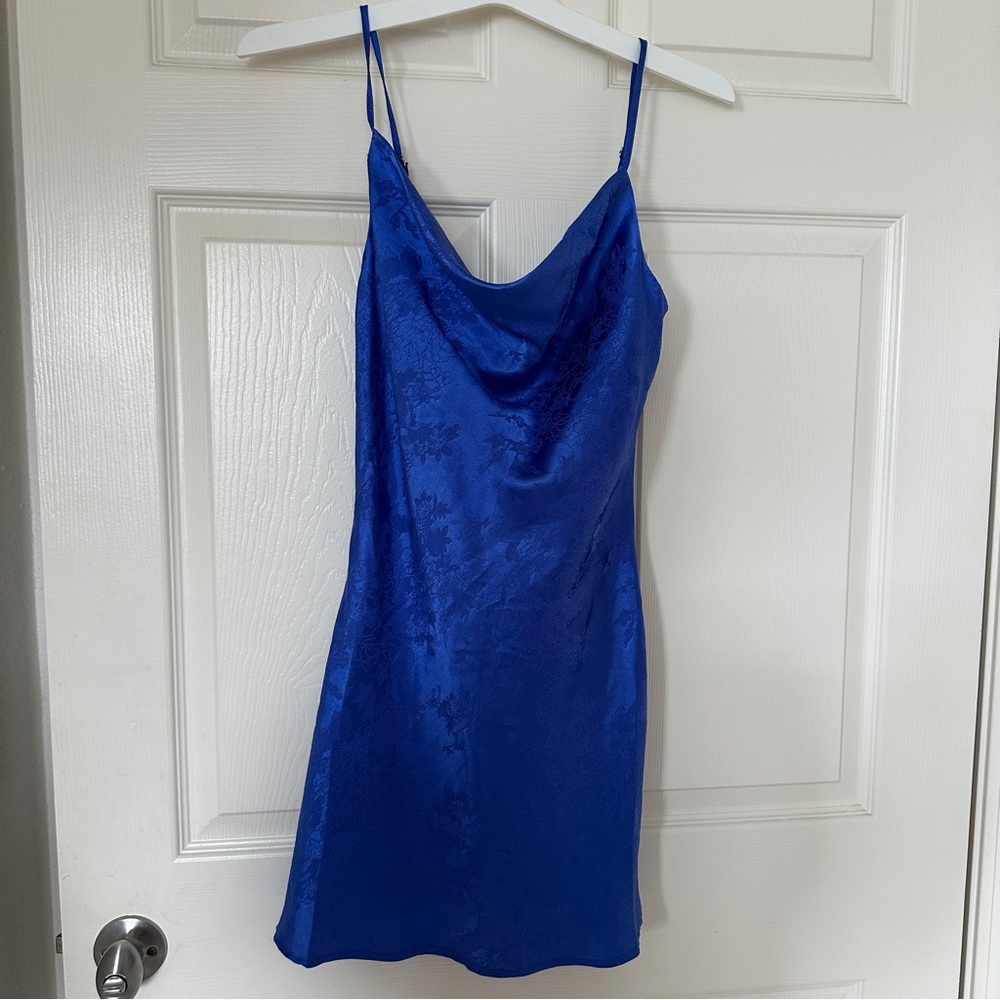 90s Forever 21 Vibrant Blue Floral Slip Dress